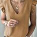 11Casual V Neck Loose Ruffled Sleeve Top