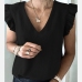 1Casual V Neck Loose Ruffled Sleeve Top