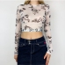 1Chic Butterfly Print Cropped Gauze T Shirt