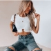 3Chic White Short Sleeve Cropped Top T Shirts