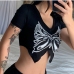 4Dark Butterfly Printed Crop Tops For Women