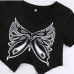 10Dark Butterfly Printed Crop Tops For Women