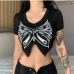 1Dark Butterfly Printed Crop Tops For Women