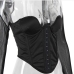 10Designer Ladies Sheer Patchwork Black Long Sleeve Tops