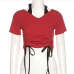 7Designer Ruched Short Sleeve Halter T Shirts For Women