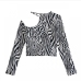3Designer Zebra Print Long Sleeve Cropped T Shirts