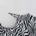 4Designer Zebra Print Long Sleeve Cropped T Shirts