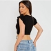 13Drawstring V Neck Short Sleeve Cropped Tops