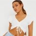 5Drawstring V Neck Short Sleeve Cropped Tops