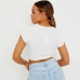 7Drawstring V Neck Short Sleeve Cropped Tops