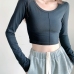 3Easy Matching Cotton Long Sleeve Cropped T Shirt