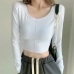 4Easy Matching Cotton Long Sleeve Cropped T Shirt