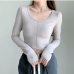 6Easy Matching Cotton Long Sleeve Cropped T Shirt