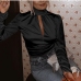 5Fashion Backless High Neck Long Sleeve Top