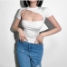 4Fashion O-Neck Hollow Out Short Sleeve White Tee