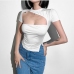 5Fashion O-Neck Hollow Out Short Sleeve White Tee