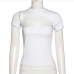 7Fashion O-Neck Hollow Out Short Sleeve White Tee