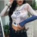 4Fashion Street Print Long Sleeve Women Crop Top