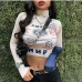 1Fashion Street Print Long Sleeve Women Crop Top