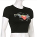 6Graphic Black Crew Neck Knitting Summer Cropped Tops