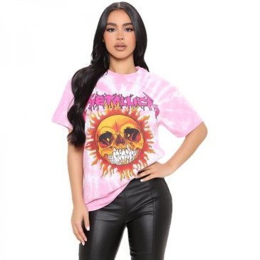 Graphic Printed Loose Crew Neck T Shirts For Women