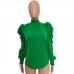 4Green Stand Neck Puff Sleeve Top