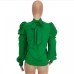 6Green Stand Neck Puff Sleeve Top