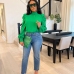 1Green Stand Neck Puff Sleeve Top