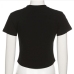 8Hot Drilling Black Cotton Summer T Shirts For Women 