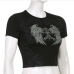 7Hot Girl Black Printed Short Sleeve Cropped Top