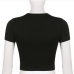 9Hot Girl Black Printed Short Sleeve Cropped Top