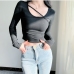 4Individual Fitted Long Sleeve Woman Crop Tops