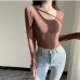 1Individual Fitted Long Sleeve Woman Crop Tops