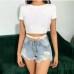 3Lace Up Open Back Short Sleeve Crop Top