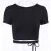 10Lace Up Open Back Short Sleeve Crop Top