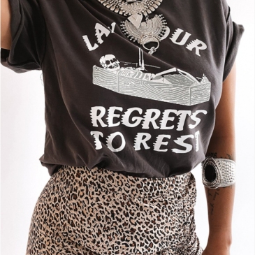 Letter Printed Short Sleeve Crew Neck T Shirt