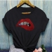 3Lip Hot Drilling Black Tee Shirts For Women