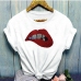 5Lip Hot Drilling Black Tee Shirts For Women