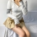 3Loose Contrast Color Hooded Collar T Shirt 