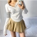 1Loose Contrast Color Hooded Collar T Shirt 