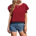 7Loose Crew Neck Ruffled Sleeve Chiffon Top