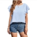 1Loose Crew Neck Ruffled Sleeve Chiffon Top