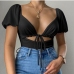 6New Arrivals Puffy Sleeve Cropped Top