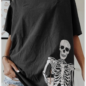 Personality Skull Print Crew Neck T Shirt