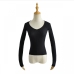 8Plain V Neck Stretchable Long Sleeve Knitted Top