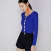 12Pure Color Fitted Long Sleeve Knitted Crop Top