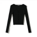 18Pure Color Fitted Long Sleeve Knitted Crop Top