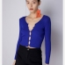 11Pure Color Fitted Long Sleeve Knitted Crop Top