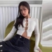 5Pure Color Hollow Out Slimming Knitted Crop Top