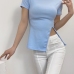 4Pure Color Side Slit Fitted Short Sleeve T-Shirt